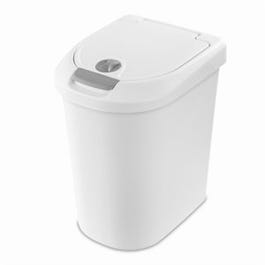 Locking Touch-Top Wastebasket, White, 7,3-Gallons