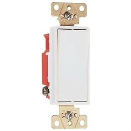 Decorator Switch, Single Pole, White, 20-Amps