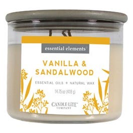 Essential Elements 3-Wick Jar Candle, Vanilla & Sandalwood, 14.75-oz.