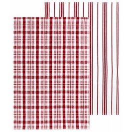 Farmhouse Towel Set, Red, 100% Cotton, 19 x 28-In., 2-Pk.