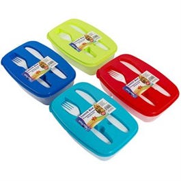 Lunch Container With Utensils, Assorted Colors, 2-Pc.