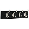 Heavy-Duty Coat & Hat Hook Rack, Black Wood Grain & Nickel, 18-In.