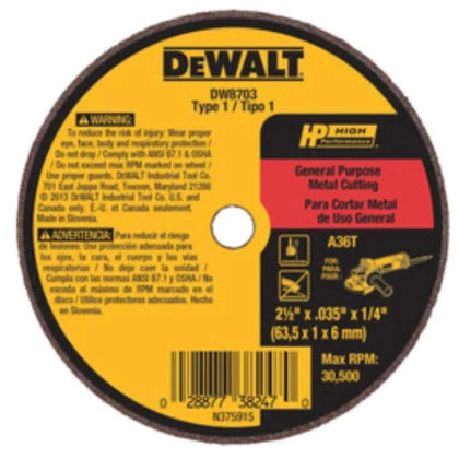 Dewalt 2 5 4 Die Grinder Wheels Type 1, 3 x .035 x 3/8 (3 x .035 x 3/8)
