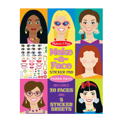 Melissa & Doug Make-a-Face Sticker Pad - Fashion Faces (20 Piece)