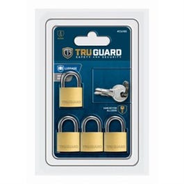 Keyed-Alike Padlocks, Solid Brass, 3/4-In., 4-Pk.