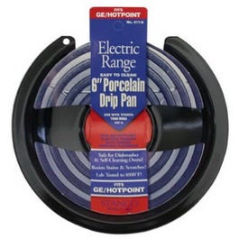 Electric Range Drip Pan, Hinged Element, Non-Stick Porcelain, 6-In.