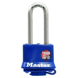 1-1/2 In. Keyed  Laminated Padlock, Blue Weatherproof Cover,  2-In. Long Shackle