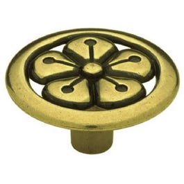 Cabinet Knob, Lancaster Flower, Round, 1-3/8-In.