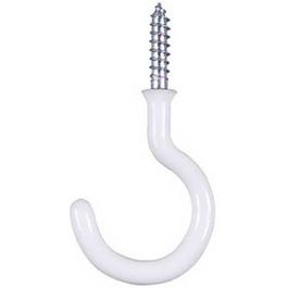 Cup Hook, White, Vinyl Coated, 5-Pk., 0.75-In.