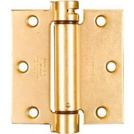 Mortise Spring Hinge, Brass, 3.5 x 3.5-In.