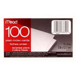 Plain Index Cards, 3 x 5-In., 100-Ct.