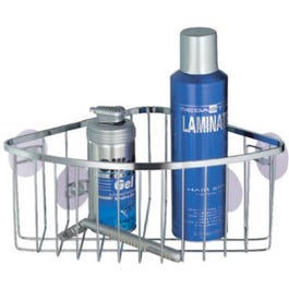 Chrome Corner Shower Basket with Suction Cups