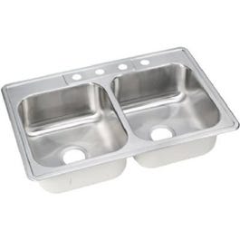 33 x 22 x 8-Inch Stainless-Steel Double-Compartment Kitchen Sink