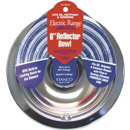 Electric Range Reflector Bowl, Lock Notch, Chrome, 6-In.