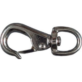 Nickel Snap Hook, Round Swivel Eye, 3/4 x 3.375-In.