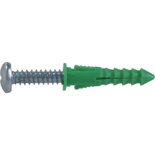 Hillman #12 - #14 - #16 Thread x 1-1/2 In. Green Ribbed Plastic Anchor (4 Ct.)