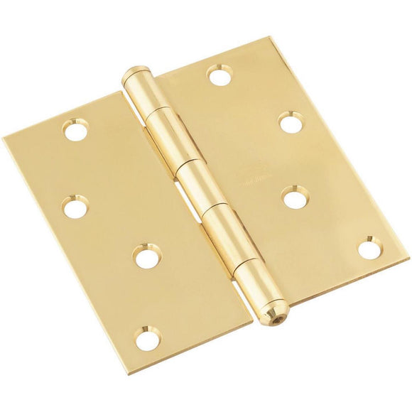 National 4 In. Square Solid Brass Door Hinge