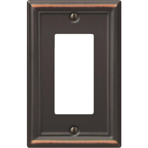 Amerelle Chelsea 1-Gang Stamped Steel Rocker Decorator Wall Plate, Aged Bronze