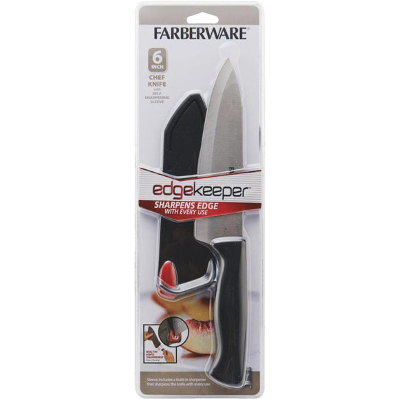 Farberware 6 In. Black Chef Knife with Edgekeeper Sheath