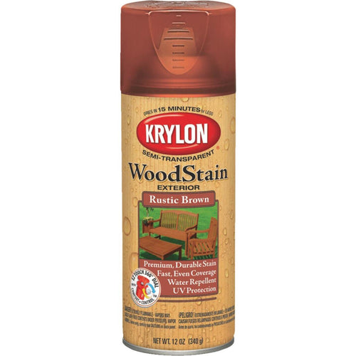 Krylon 12 Oz. Exterior Semi-Transparent Wood Stain Spray, Rustic Brown