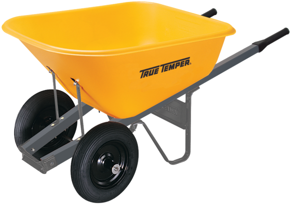 True Temper 6 Cubic Foot Poly Wheelbarrow With Dual Wheels (6 cu. ft.)