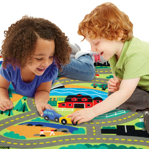 Melissa & Doug Round the Town Road Rug & Car Set (Durable material is stain-resistant and machine-washable (39 x 36))