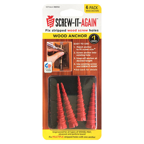 Screw-It-Again Wood Anchor Pack of 4 1/4 in. Dia. x 2 in. L (1/4 x 2)