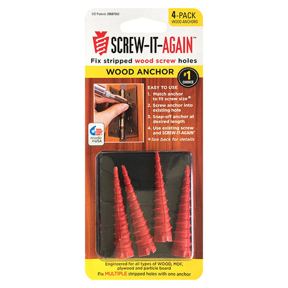 Screw-It-Again Wood Anchor Pack of 4 1/4 in. Dia. x 2 in. L (1/4