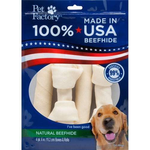 Pet Factory USA Beefhide Bones & Rolls Value Pack (4 inch/ 10 pack)